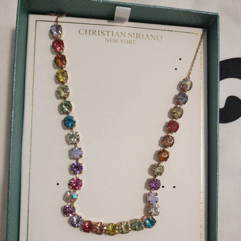 Christian Siriano New York Rhinestone Rainbow Necklace NWT